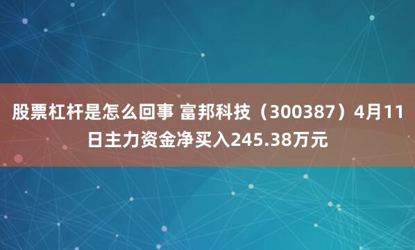 股票杠杆是怎么回事 富邦科技（300387）4月11日主力资金净买入245.38万元