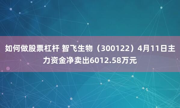 如何做股票杠杆 智飞生物（300122）4月11日主力资金净卖出6012.58万元