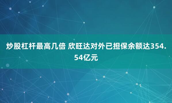 炒股杠杆最高几倍 欣旺达对外已担保余额达354.54亿元